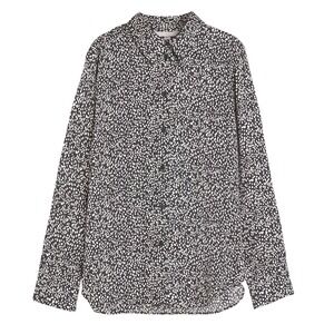 H&M Womens Black White Abstract Pebble Print Oversized Button Down Blouse XS